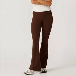 Women's Brown Ribbed Flared Pants